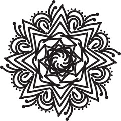 Intricate Mandala Design with Floral and Geometric Patterns – Detailed Symmetrical Ethnic Art, Boho Style Illustration for Meditation, Yoga, Spirituality, and Decorative Background Use