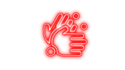 Neon hands bubbles icon glow with transparent background