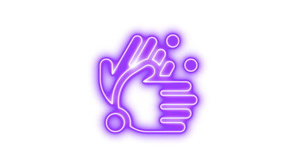 Neon hands bubbles icon glow with transparent background