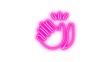 Neon hands clapping icon glow with transparent background