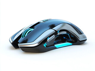 A wireless mouse, isolated on a white surface, with ergonomic design and clean surface, no shadow.