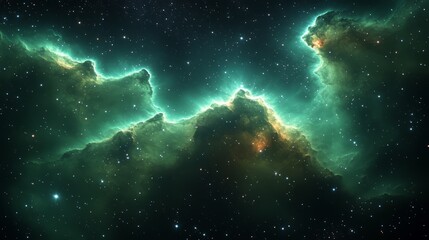 Fototapeta premium Cosmic Aurora: Witness the celestial dance of vibrant nebulae in a breathtaking display of cosmic wonder. Experience the serene beauty of space.