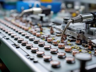 Naklejka premium A meticulous quality control process, with engineers checking electronic components