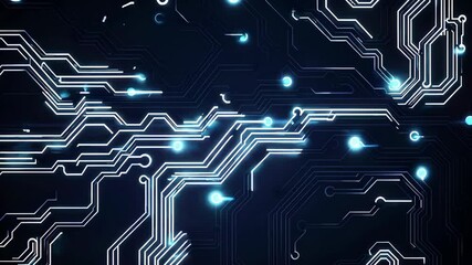 Futuristic circuit board animation with glowing connections and dynamic energy flow - Powered by Adobe