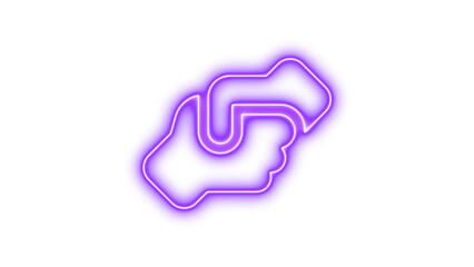 Neon handshake angle icon glow with transparent background