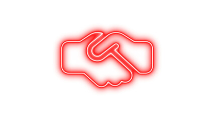 Neon handshake simple icon glow with transparent background