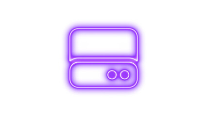 Neon hard drive icon glow with transparent background