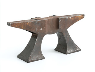 A metalworking anvil, isolated on a white surface, with a solid structure and minimal shadow.