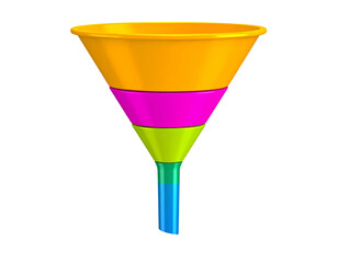 A colorful, layered funnel illustration