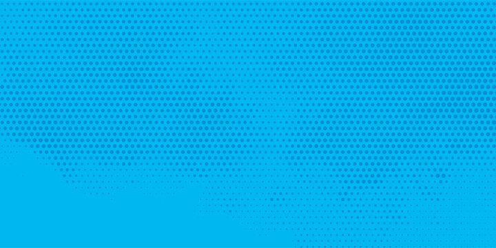 Comic background. Pop art texture. Starburst cartoon style. Anime design with explosion effect for print. Fun dot pattern. Blue backdrop with halftone gradient.