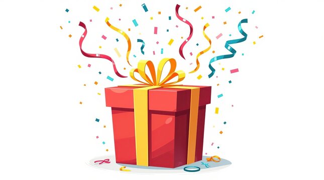 A festive red gift box vector illustration with a bow, perfect for Christmas or birthday celebrations
