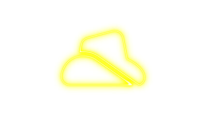 Neon hat cowboy side icon glow with transparent background