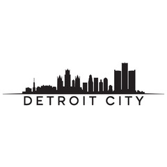 Detroit City skyline horizontal banner. Black Detroit City, Michigan. Vector template for your design. Vector black silhouette. with white background