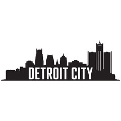 Obraz premium Detroit City skyline horizontal banner. Black Detroit City, Michigan. Vector template for your design. Vector black silhouette. with white background