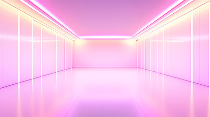 Obraz premium Empty Pink Neon Room Interior Design