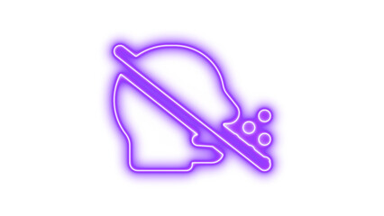 Neon head side cough slash icon glow with transparent background