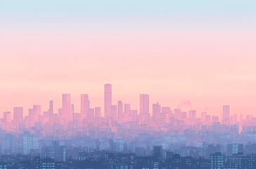 Fototapeta premium Pastel Cityscape at Dawn