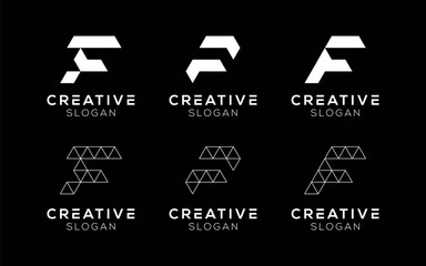 Set of Letter F logo design templates. Modern isolated Letter F symbols for brands and technology