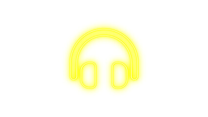 Neon headphones simple icon glow with transparent background