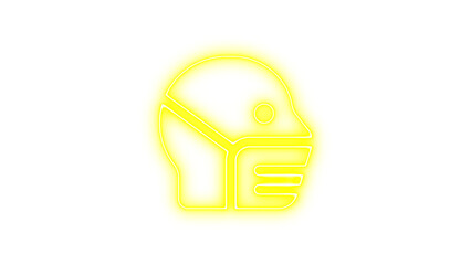 Neon head side mask icon glow with transparent background