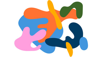 Vibrant abstract art with overlapping organic shapes in a playful, modern, and irregular composition, ideal for cheerful backgrounds and contemporary digital designs.