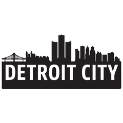 Fototapeta premium Detroit City skyline horizontal banner. Black Detroit City, Michigan. Vector template for your design. Vector black silhouette. with white background