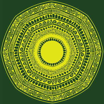 Intricate Mandala Design with Floral and Geometric Patterns &ndash; Detailed Symmetrical Ethnic Art, Boho Style Illustration for Meditation, Yoga, Spirituality, and Decorative Background Use madala eps 10 