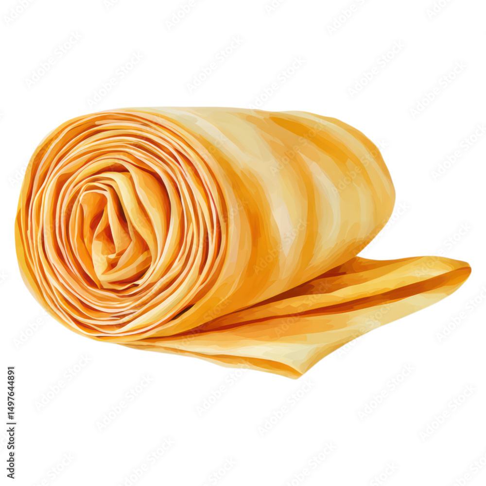 Aufkleber soft orange fabric roll with smooth texture for creative projects and design, isolated on transparen