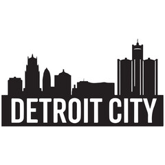Fototapeta premium Detroit City skyline horizontal banner. Black Detroit City, Michigan. Vector template for your design. Vector black silhouette. with white background