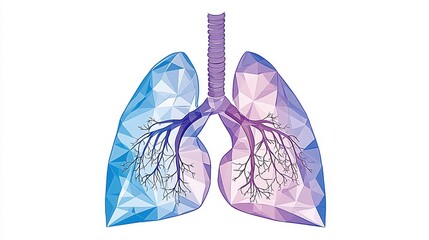 Abstract Geometric Representation of Lungs in Vibrant Colors
