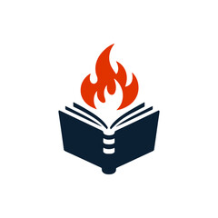 vector illustration of a fire book logo design