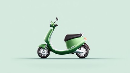 Obraz premium A stylish green scooter is showcased on a minimal light background, highlighting its classic and modern design.
