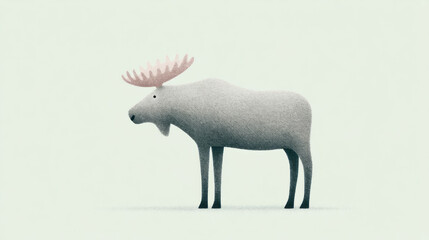 Fototapeta premium Moose gazing in pastel wonderland, embracing Nordic serenity, celebrating Scandinavian Midsummer, whimsical forest creature, elusive tranquility