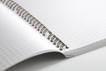 Close-up of a spiral-bound notebook with gridded paper.  Blank pages ready for notes.