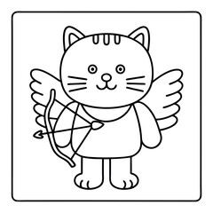 Obraz premium Cute cupid cat with bow and arrow vector illustration