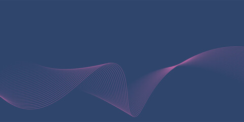 Abstract glowing wave lines on dark blue background. Dynamic wave pattern. Modern flowing wavy lines. Futuristic technology concept. Suit for banner, poster, cover, brochure, flyer, website