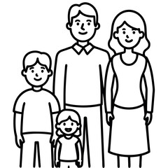 Happy family portrait parents and children standing together