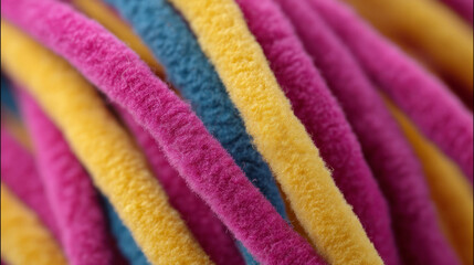 Colorful pipe cleaners entwine like vibrant serpents, evoking a whimsical texture ideal for Craft Day or Yarn Bombing festivals