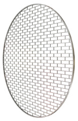 Circular Metal Brick Frame: A metallic circle with a grid of rectangular slots, designed to mimic the appearance of a brick wall.