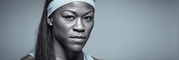 Graceful determination radiates from a focused Black woman athlete, embodying the spirit of National Fitness Day and AfroFuturism Fest