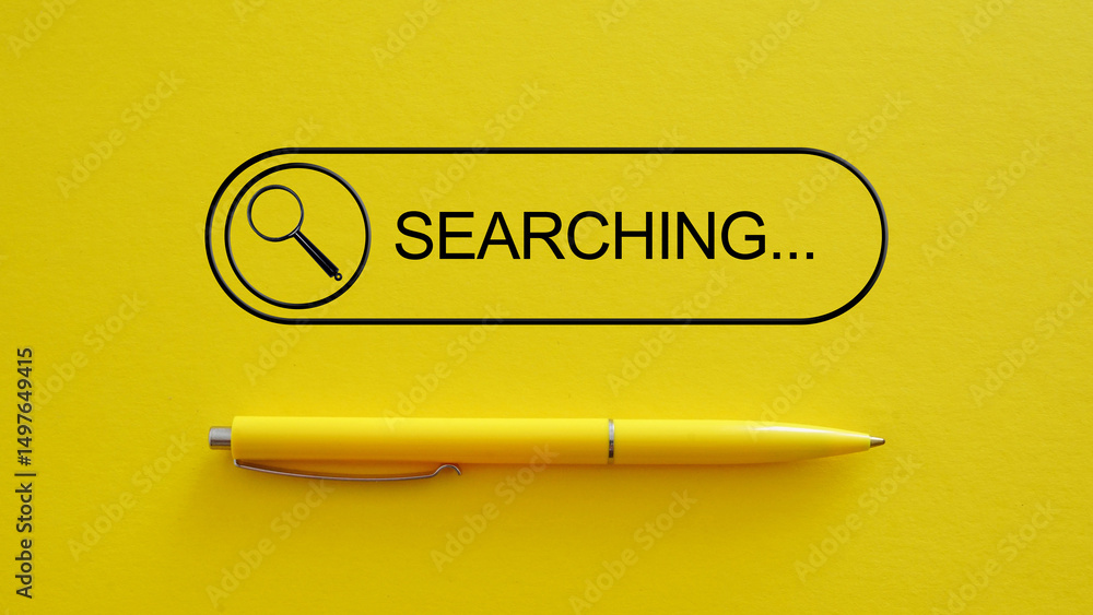 Poster Searching information data on internet networking concept. Problem solution or answer for question