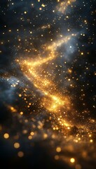 Golden cosmic dust trail, nebula background, space art, website header