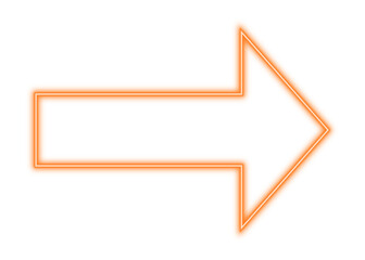 Neon orange arrow frame, vector illustration, on transparent background, png.