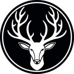 Circular deer antler stencil icon design