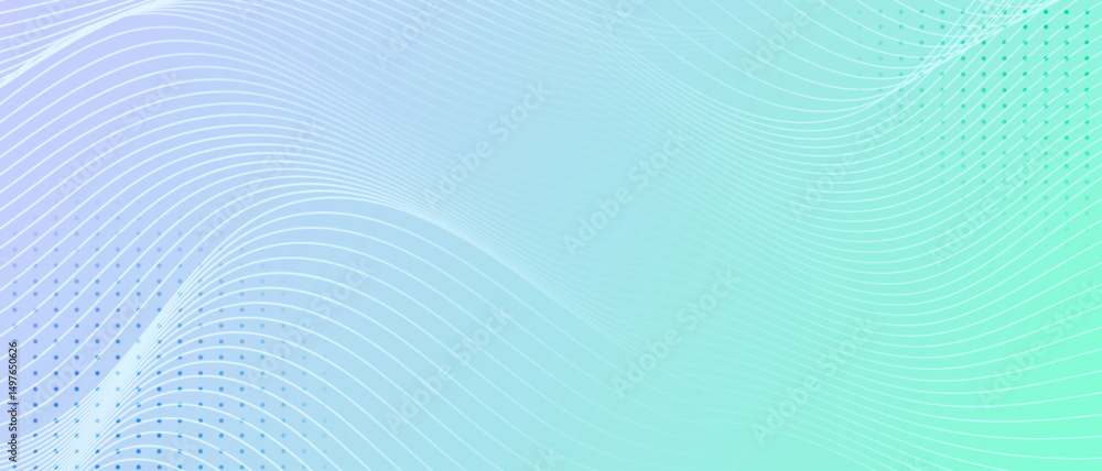Poster Minimal abstract background with soft blue green gradient and flowing line