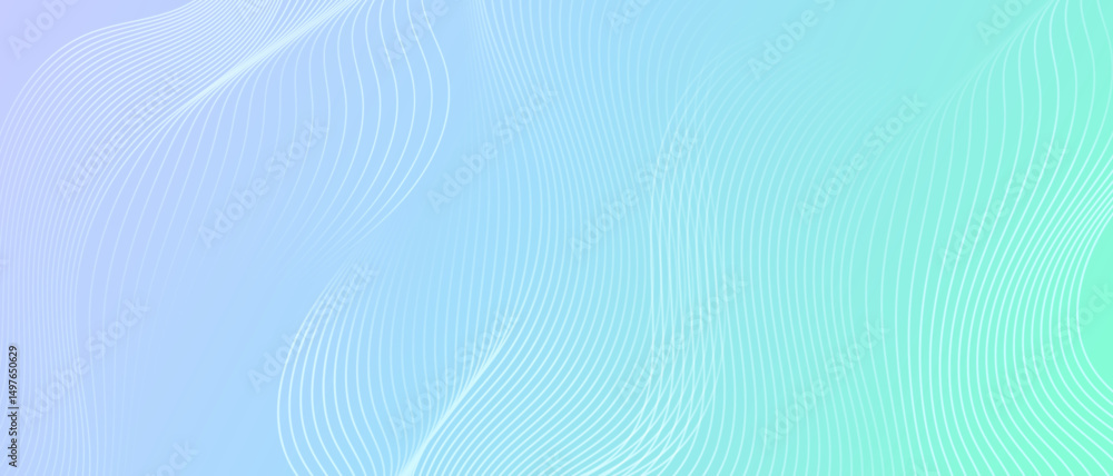 Poster Minimal abstract background with soft blue green gradient and flowing line