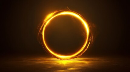 A glowing ring, a portal of energy, lights up the scene. Magic and bright.