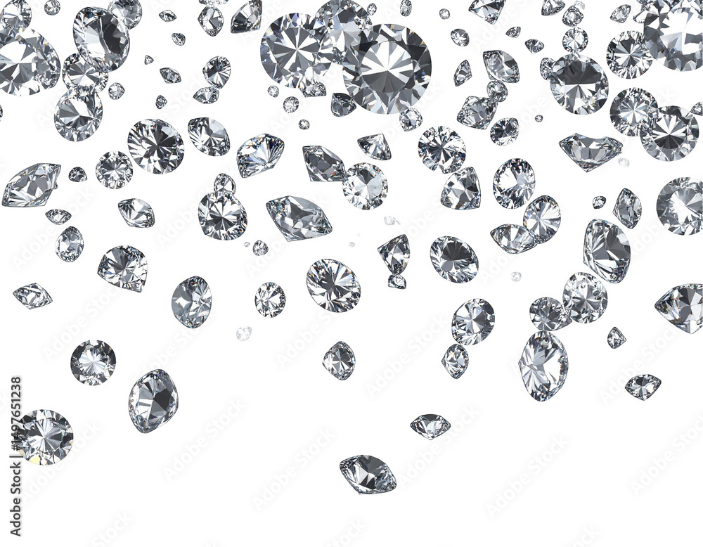 Poster sparkling diamonds cascade down a dark background