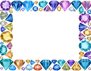 Colorful gemstone border frame