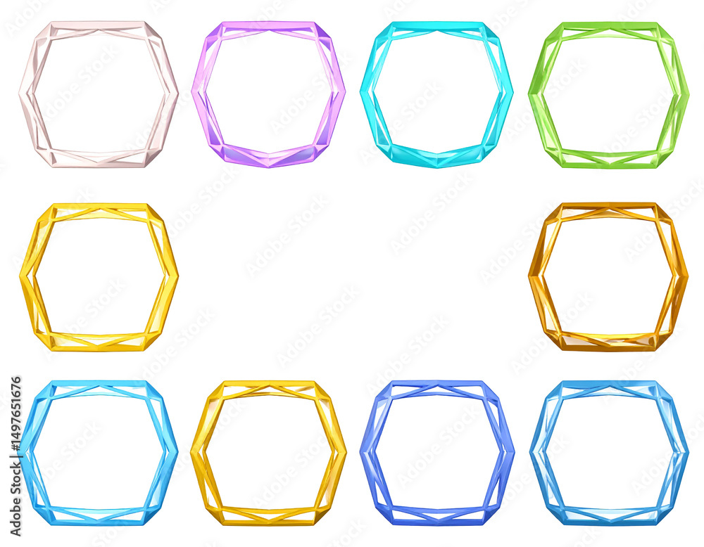 Poster colorful octagonal frames arranged in a grid